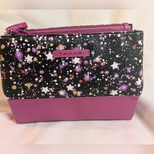 Tahari Fuchsia Pyramid Case Travel Toiletries Makeup Bag 3 Fold Organizer